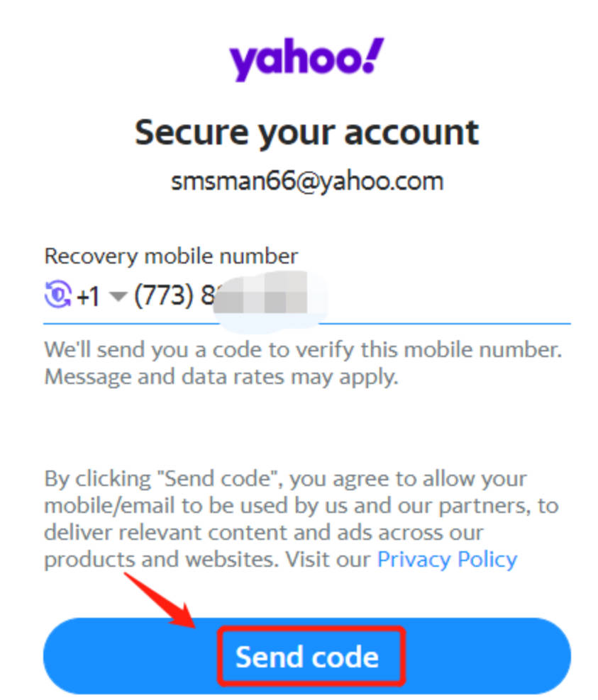 yahoo雅虎邮箱手机验证